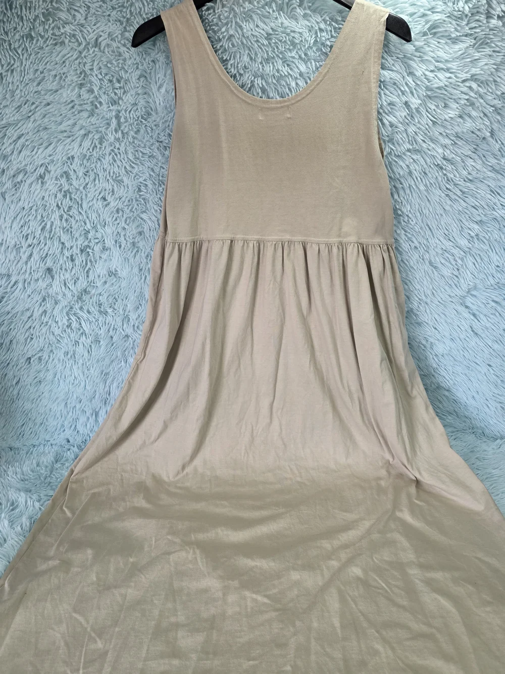 Pierre Cardin‎ Vintage Tan Cotton Sleeveless Maxi Dress with Pockets - Size L